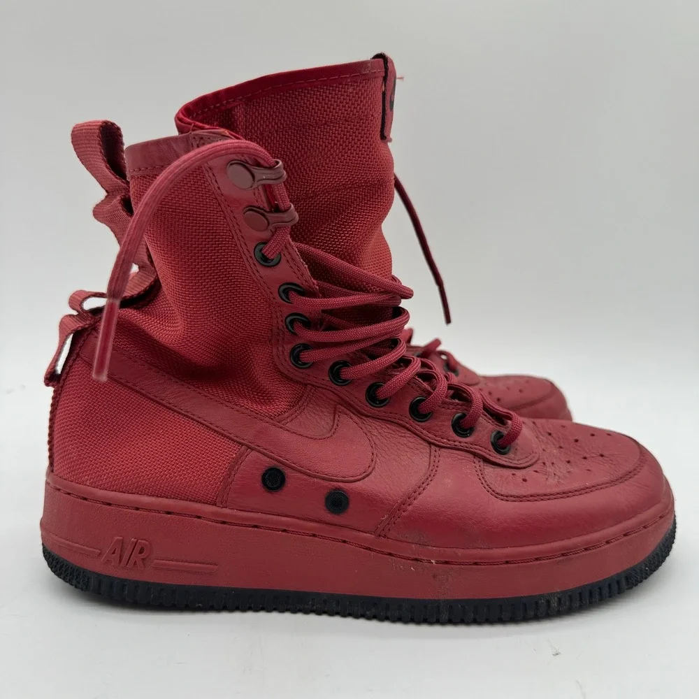 Nike SF Air Force 1 High Womens US 9 Cedar Red Black Sneakers Missing Straps